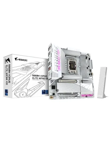 GIGABYTE B860M AORUS ELITE WF6E ICE Scheda madre - CPU Intel Core Ultra, VRM a 12+1+2+1 fasi, fino a 9200MHz DDR5, 1xPCIe 5.0 +