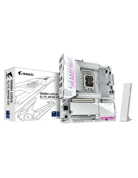 GIGABYTE B860M AORUS ELITE WF6E ICE Scheda madre - CPU Intel Core Ultra, VRM a 12+1+2+1 fasi, fino a 9200MHz DDR5, 1xPCIe 5.0 +