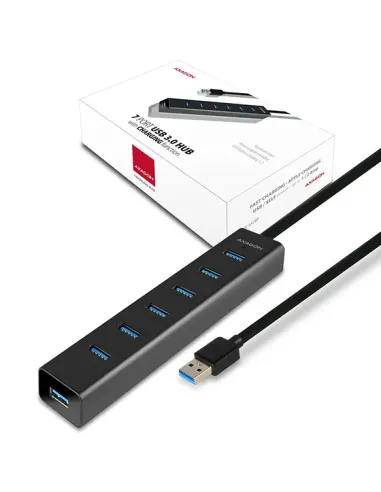 Axagon HUE-SA7BP hub di interfaccia USB 3.2 Gen 1 (3.1 Gen 1) Type-A 5000 Mbit s Nero