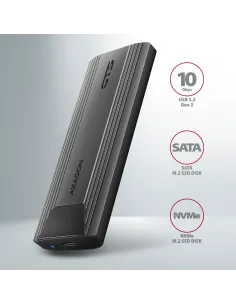 Axagon EEM2-GTS2 contenitore di unità di archiviazione Box esterno SSD Nero M.2 2