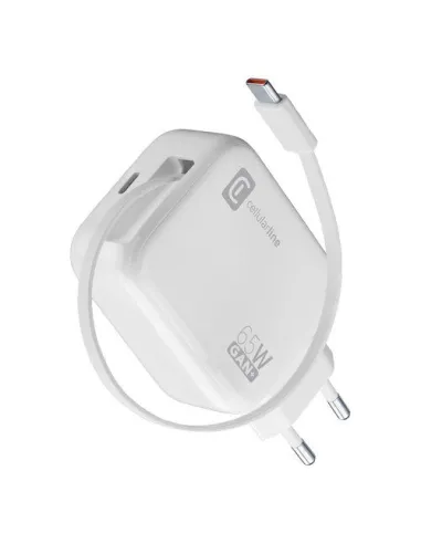 Cellularline Retractable Power 65W Caricabatterie da rete 65W con