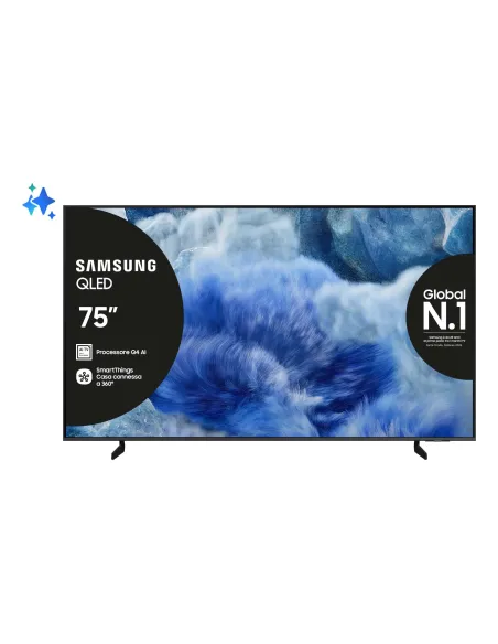 Samsung QLED AI TV 75" QE75Q8FAAUXZT 4K, Processore Q4 AI, 4K Upscaling, Color Booster Pro, OTS Lite, Air Slim Design, Vision