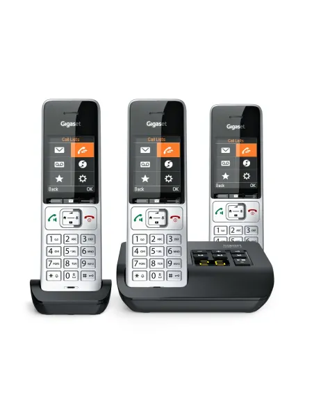 Gigaset COMFORT 500A Trio Telefono analogico DECT Identificatore di chiamata Nero, Argento