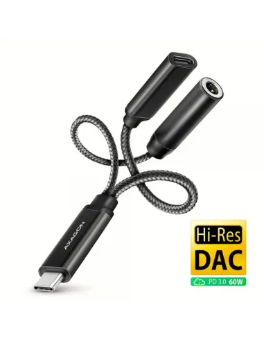 Axagon ADA-HCPD cavo audio 0,1 m USB-C, 3.5 mm USB-C Nero