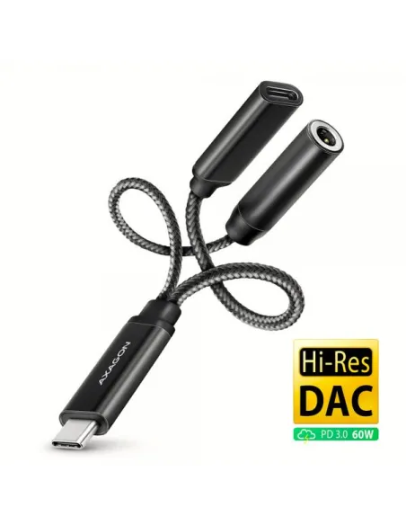 Axagon ADA-HCPD cavo audio 0,1 m USB-C, 3.5 mm USB-C Nero