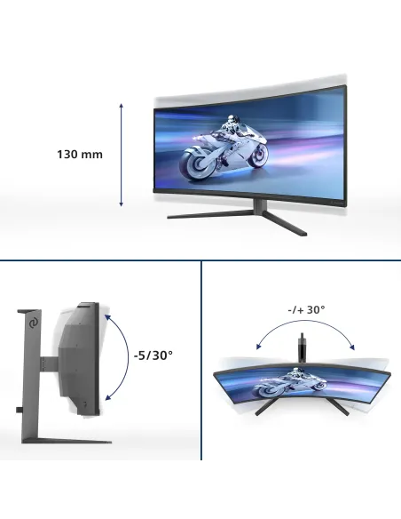 Philips Evnia 34M2C6500 00 Monitor PC 86,4 cm (34") 3440 x 1440 Pixel Wide Quad HD QD-OLED Grigio