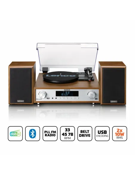 Lenco MC-160WD piatto audio Giradischi con trasmissione a cinghia Legno Manuale