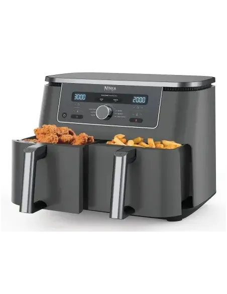 Ninja DZ400EU friggitrice Doppia 9,5 L Indipendente 2470 W Friggitrice ad aria calda Grigio