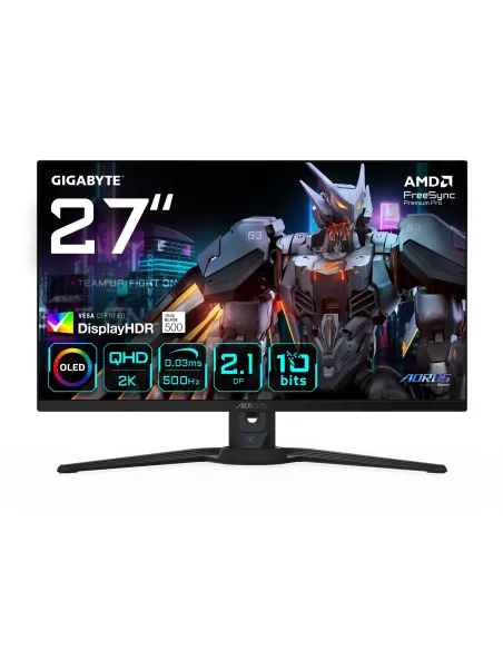GIGABYTE AORUS FO27Q5P Monitor da gaming OLED QHD – 2560 x 1440, 500 Hz, 0,03 ms, KVM, 300 cd m², FreeSync Premium Pro,