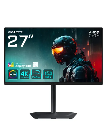 GIGABYTE MO27U2 OLED 4K UHD Gaming Monitor - 3840 x 2160, 240Hz, 0,03 ms, 1000 cd m², Display HDR True Black 400, HDMI 2.1,