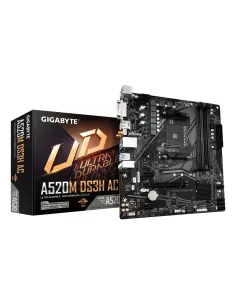 GIGABYTE A520M DS3H AC Scheda Madre - CPU AMD Ryzen Serie 5000, VRM 5+3 fasi, fino a 4733 MHz DDR5 (OC), 1xPCIe 3.0 M.2, LAN