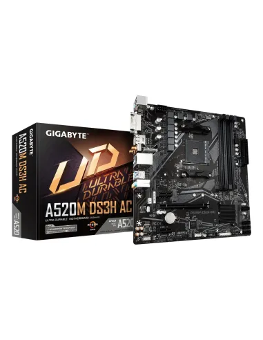 GIGABYTE A520M DS3H AC Scheda Madre - CPU AMD Ryzen Serie 5000, VRM 5+3 fasi, fino a 4733 MHz DDR5 (OC), 1xPCIe 3.0 M.2, LAN