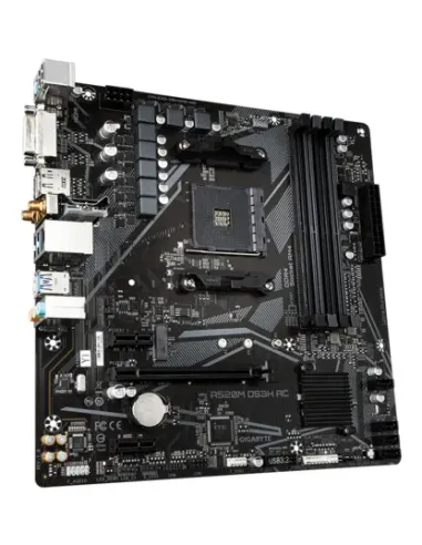 GIGABYTE A520M DS3H AC Scheda Madre - CPU AMD Ryzen Serie 5000, VRM 5+3 fasi, fino a 4733 MHz DDR5 (OC), 1xPCIe 3.0 M.2, LAN