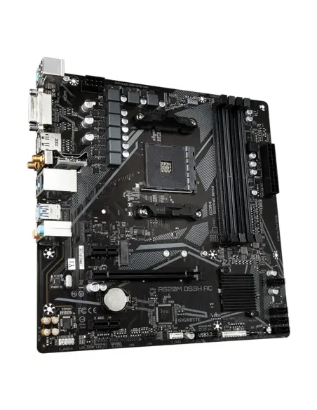 GIGABYTE A520M DS3H AC Scheda Madre - CPU AMD Ryzen Serie 5000, VRM 5+3 fasi, fino a 4733 MHz DDR5 (OC), 1xPCIe 3.0 M.2, LAN