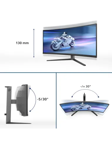 Philips Evnia 34M2C6500 00 Monitor PC 86,4 cm (34") 3440 x 1440 Pixel Wide Quad HD QD-OLED Grigio