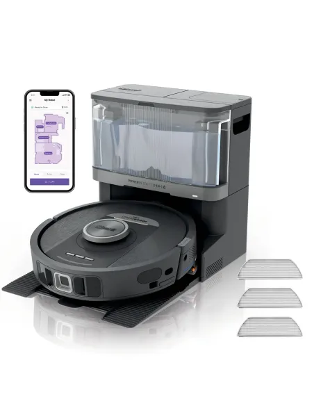 Shark RV2800YEEU aspirapolvere robot Nero, Argento