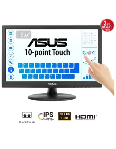 ASUS Touch VT169HE Monitor PC 39,6 cm (15.6") 1920 x 1080 Pixel Full HD LED Touch screen Da tavolo Nero