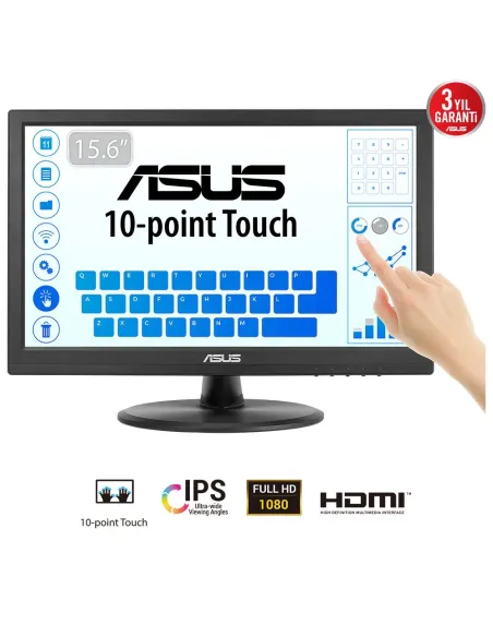 ASUS Touch VT169HE Monitor PC 39,6 cm (15.6") 1920 x 1080 Pixel Full HD LED Touch screen Da tavolo Nero