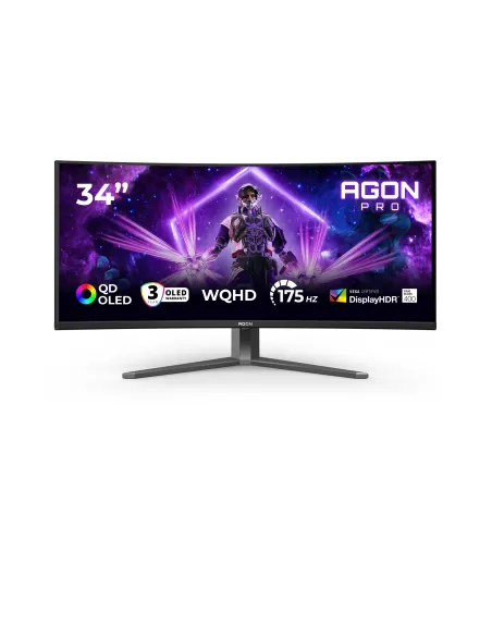 AOC AGON PRO AG346UCD Monitor PC 86,4 cm (34") 3440 x 1440 Pixel Wide Quad HD QD-OLED Nero, Grigio