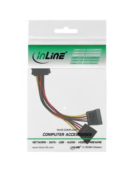 InLine Cavo di alimentazione a Y, 1x Sata 15pin M a 2x SATA 15pin F,