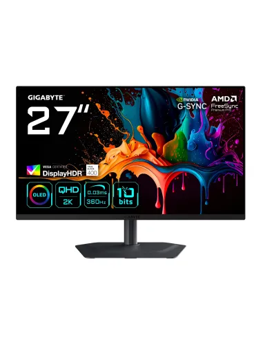 GIGABYTE MO27Q3 Monitor Gaming OLED 27” QHD - 2560 x 1440, 360Hz, 0.03ms, 250 cd m², G-Sync Compatibile, FreeSync Premium Pro,