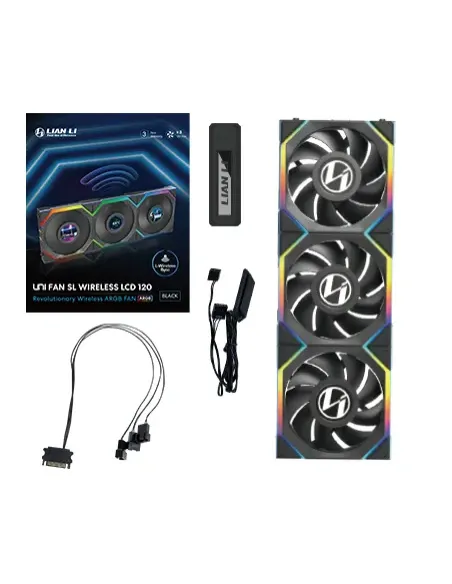Lian Li UNI FAN SL Wireless LCD 120 Case per computer Ventilatore 12 cm Nero 3 pz