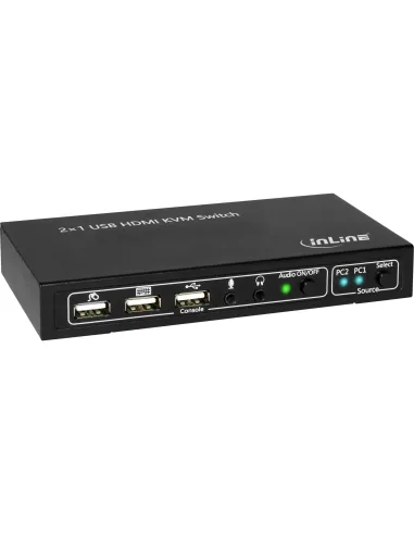 InLine KVM Desktop Switch, 2-porte, HDMI 4K2K, USB 2.0 Hub, con Audio