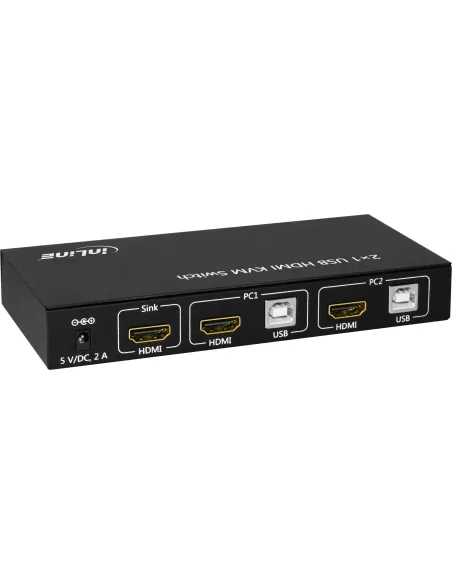 InLine KVM Desktop Switch, 2-porte, HDMI 4K2K, USB 2.0 Hub, con Audio