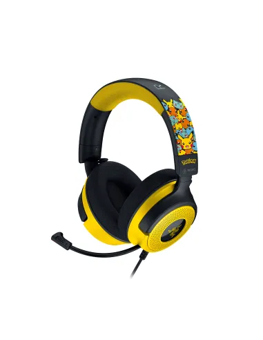 Razer Kraken V4 X Pokemon Auricolare Cablato A Padiglione Gaming USB Type-C USB Type-A Nero, Giallo