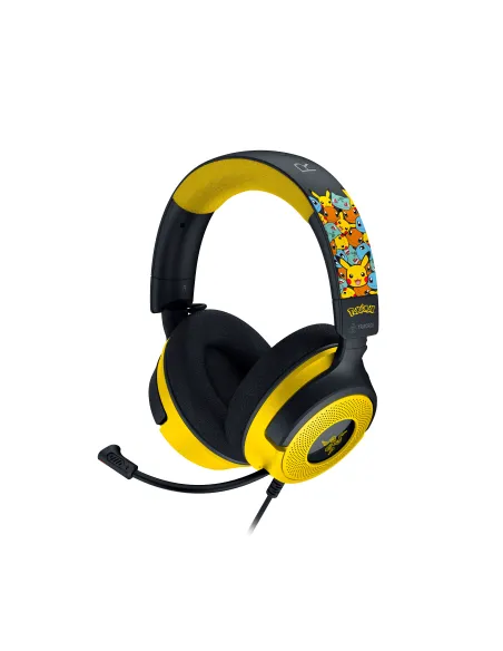 Razer Kraken V4 X Pokemon Auricolare Cablato A Padiglione Gaming USB Type-C USB Type-A Nero, Giallo