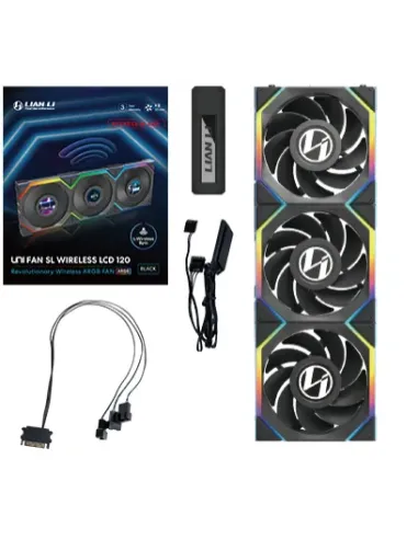 Lian Li UNI FAN SL Wireless LCD 120 Reverse Blade Case per computer Ventilatore 12 cm Nero 3 pz