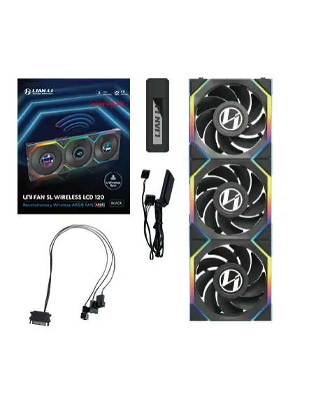 Lian Li UNI FAN SL Wireless LCD 120 Reverse Blade Case per computer Ventilatore 12 cm Nero 3 pz