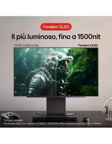 LG UltraGear OLED 27GX700A Monitor Gaming 27" QHD 280Hz Tandem OLED