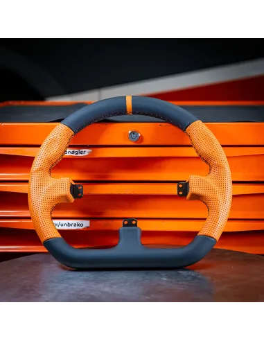 Asetek Closed D Orange Leather Rim Volante da corsa