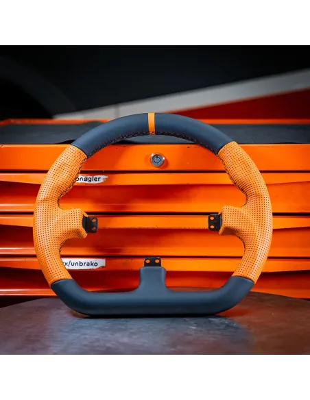 Asetek Closed D Orange Leather Rim Volante da corsa
