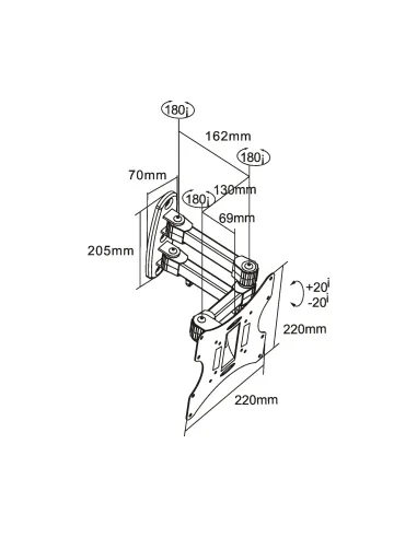 InLine Staffa da parete per TFT LCD LED plasma, (23-42"), max. 30 kg