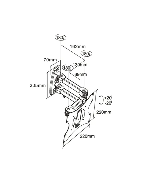 InLine Staffa da parete per TFT LCD LED plasma, (23-42"), max. 30 kg