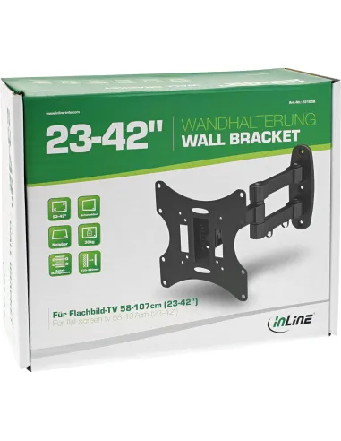 InLine Staffa da parete per TFT LCD LED plasma, (23-42"), max. 30 kg