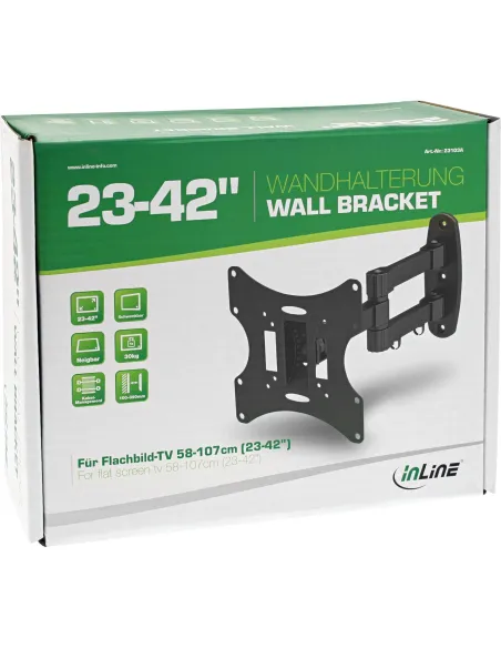 InLine Staffa da parete per TFT LCD LED plasma, (23-42"), max. 30 kg