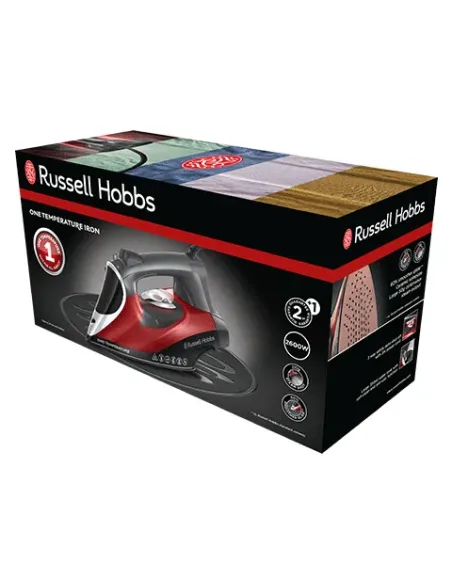 Russell Hobbs 25090-56 ferro da stiro Ferro da stiro a secco e a vapore Piastra in Ceramica 2600 W Nero, Grigio, Rosso