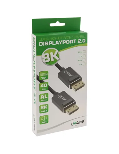 InLine Cavo DisplayPort 2.0, 8K4K UHBR, nero, contatti dorati, 1m