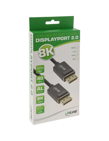 InLine Cavo DisplayPort 2.0, 8K4K UHBR, nero, contatti dorati, 1m