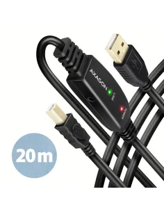 Axagon ADR-220B USB 2.0 A-M - B-M active connecting repeater cable 20m - Kabel - Digital Daten cavo USB USB A USB B Nero