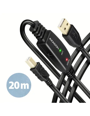 Axagon ADR-220B USB 2.0 A-M - B-M active connecting repeater cable 20m - Kabel - Digital Daten cavo USB USB A USB B Nero