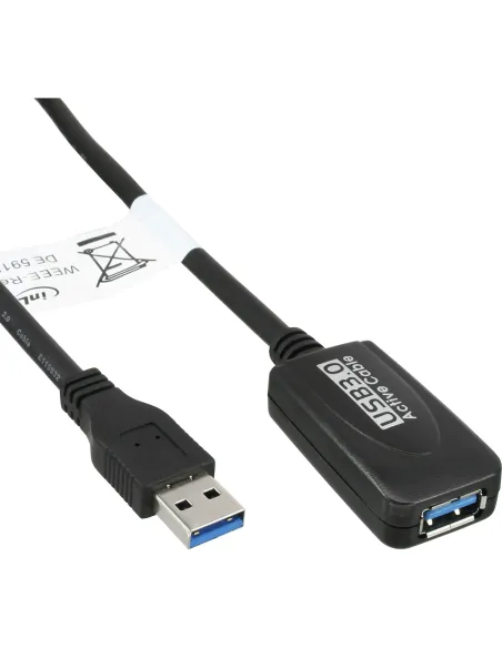 InLine Prolunga attiva USB 3.2 Gen.1, da maschio A a femmina A, nero, 5m