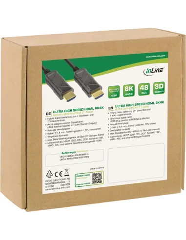 InLine Cavo HDMI AOC, Ultra High Speed HDMI Cable, 8K4K, nero, 20m
