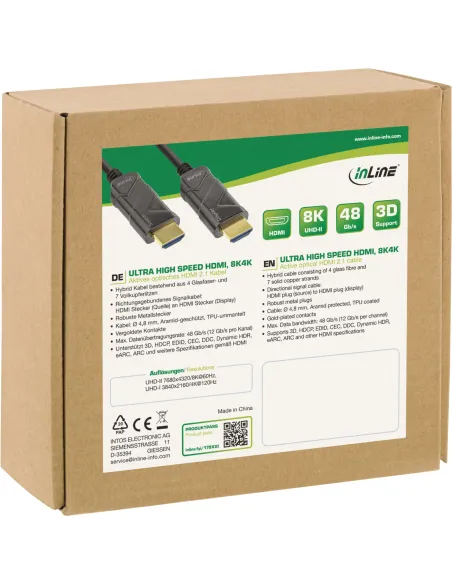 InLine Cavo HDMI AOC, Ultra High Speed HDMI Cable, 8K4K, nero, 20m