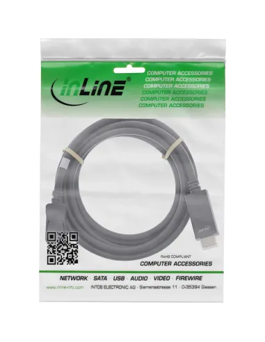 InLine Cavo DisplayPort M a HDMI M, 5m, con Audio, 4K 60Hz, DP1.2, nero