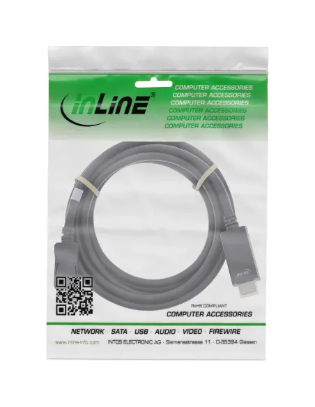 InLine Cavo DisplayPort M a HDMI M, 5m, con Audio, 4K 60Hz, DP1.2, nero