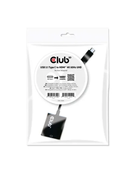 CLUB3D USB 3.1 Type C to HDMI 2.0 UHD 4K 60HZ Active Adapter